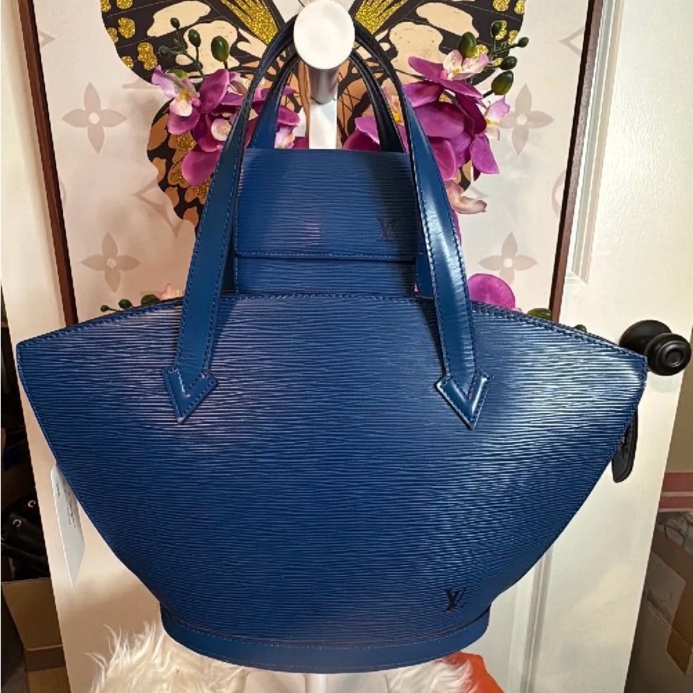 #027 LV EPI BLUE LEATHER BAG W/ FREE LV EPI COMPACT WALET - Picture 12 of 12
